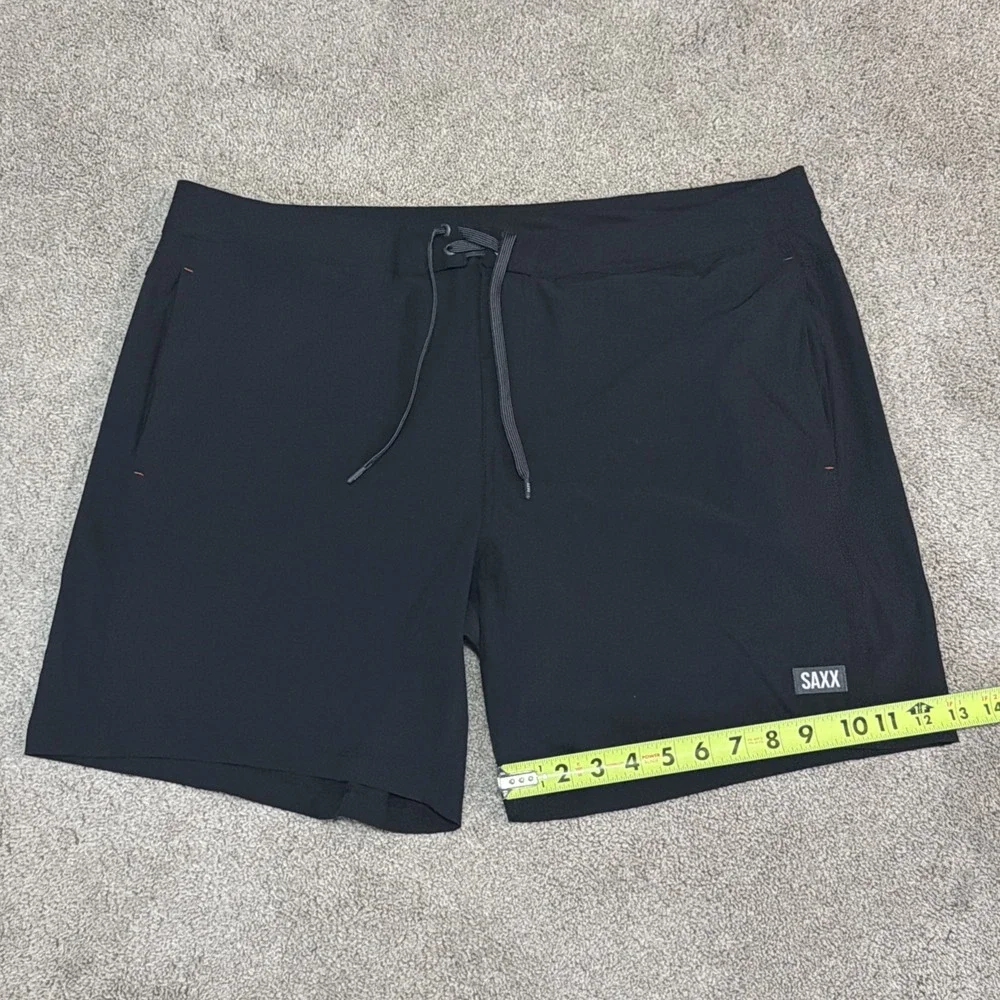 Saxx Shorts Mens 38x7 Black Betawave 2N1 Lined Board Shorts W/Ballpark Pouch